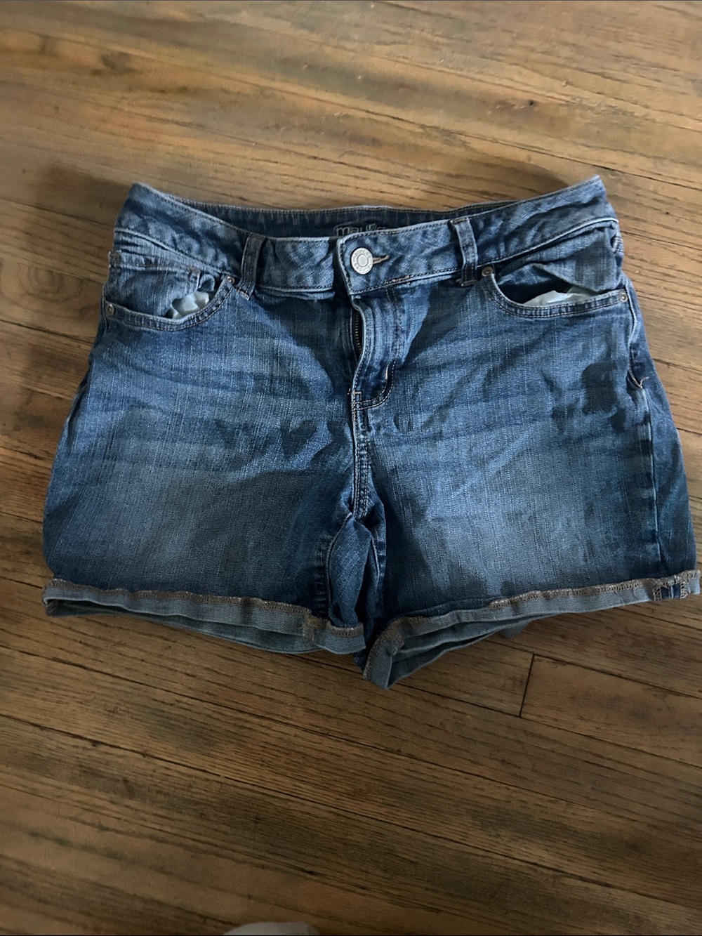 Maurices Medium Blue Denim Roll-Hem Shorts